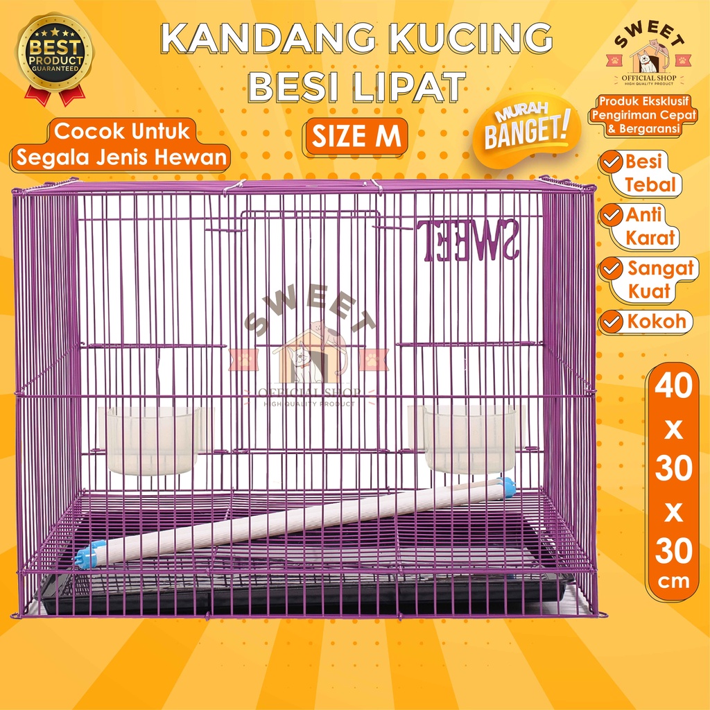 KANDANG KUCING BESI LIPAT SIZE M 40x30x30 -VALUE SERIES- IMPORT HIGH QUALITY - BEST PET CAGE KELINCI-8
