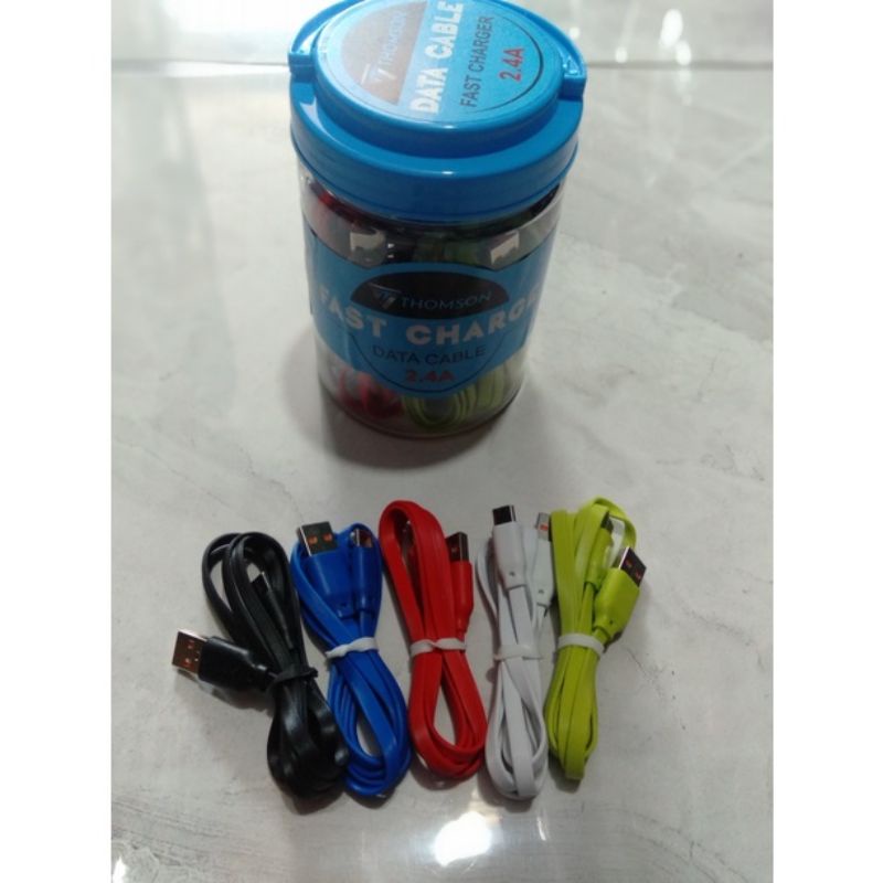 KABEL DATA THOMSON T-1000 2.4A MICRO TYPE C IPHONE SUPPORT FAST CHARGING / 15 PCS FREE TOPLES