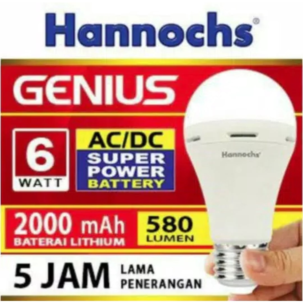 Hannochs Lampu Emergency Led AC/DC Genius 6 watt