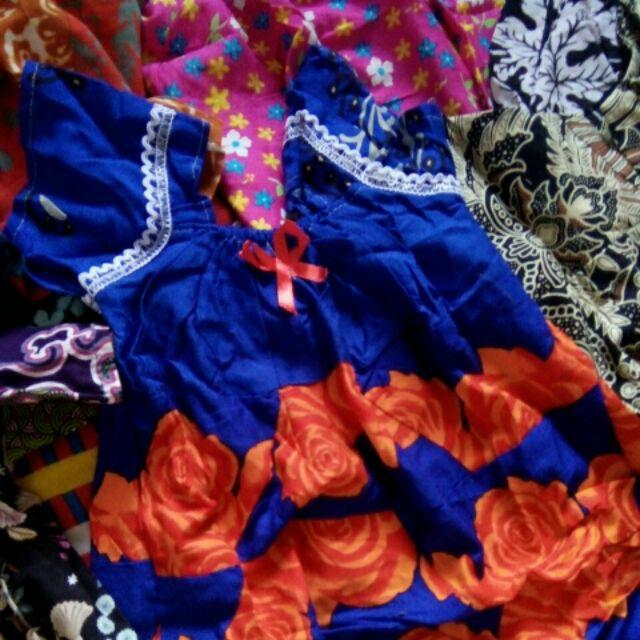 Daster Batik Rayon Anak Lengan Renda Pendek,baju Harian Anak Grosir Murah