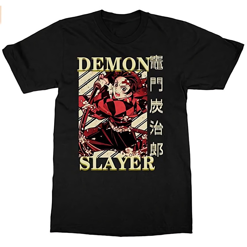 Tshirt Tanjiro Demon Slayer Black Anime Manga Kimetsu no Yaiba