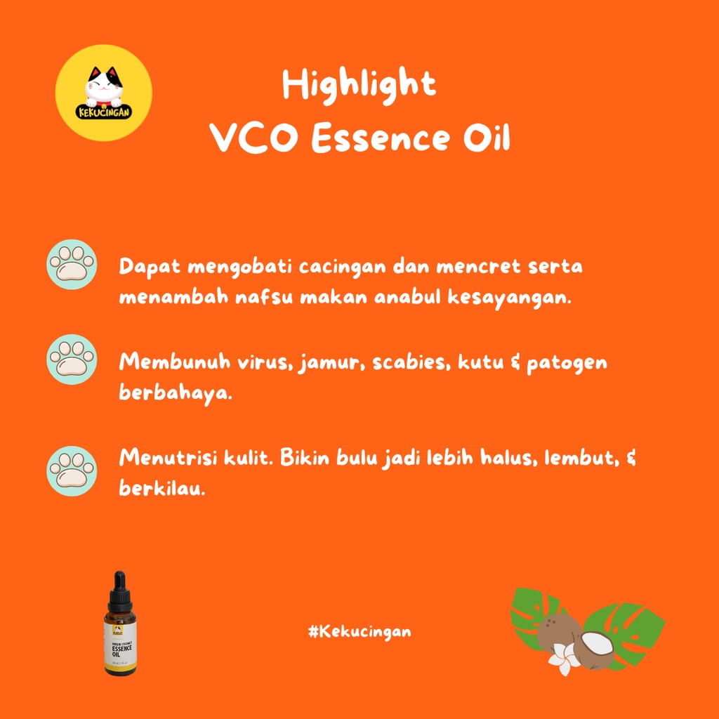 VCO Pure Obat Scabies Jamur Koreng Kucing Anjing Kekucingan Minyak Kelapa Vitamin Bulu 30ml