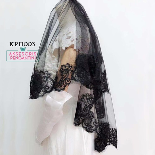 [SIAP KIRIM] WEDDING VEIL PREMIUM BLACK AKSESORIS PERNIKAHAN BRIDAL SLAYER KPH003