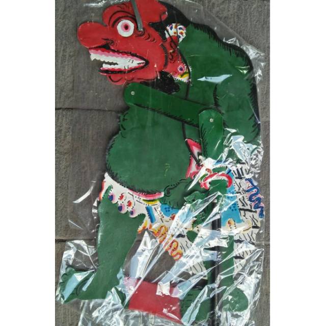 (BISA COD) KERAJINAN WAYANG KULIT BUTO IJO PEDALANGAN DEWASA 65x32 cm - RAKSASA HIJAU