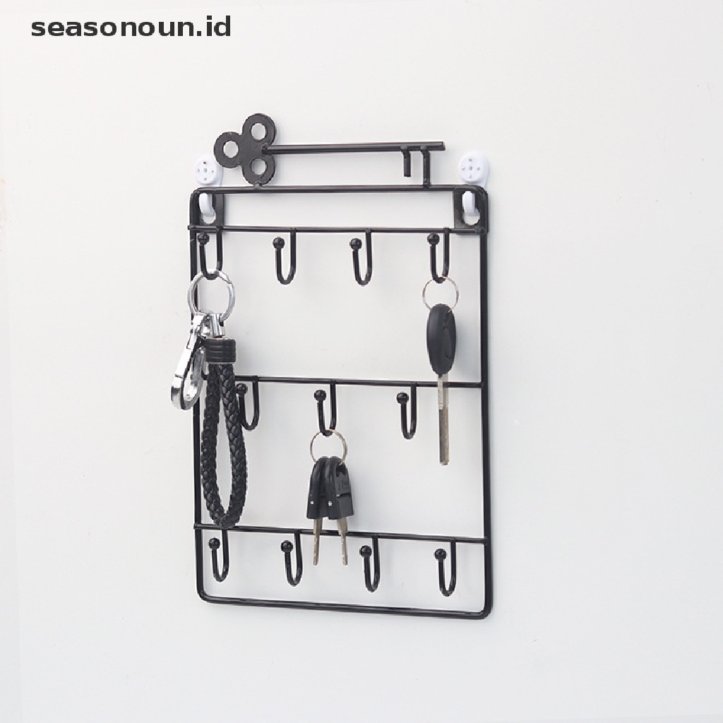 (seasonoun) Rak Organizer Gantung Dinding Holder Kunci / Perhiasan Dengan Kait