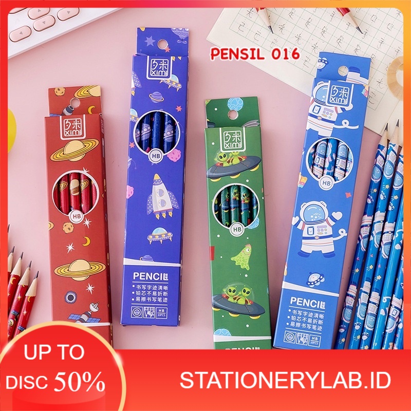 

LAB PENSIL 016 | PENSIL HB EDISI ASTRONOT | PENSIL 1 KOTAK 10 PCS | PENSIL MOTIF ROCKET