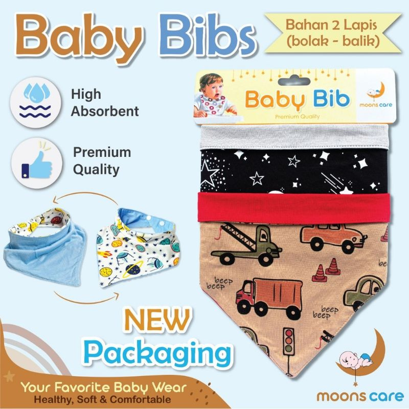 SNI MOONS Slaber segitiga bayi / BIB slaber segi tiga / tatakan iler Bayi SLABER BOLAK