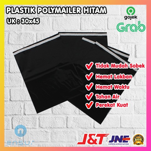 

PLASTIK PACKING OLSHOP PE POLYMAILER kantong kemasan amplop plastik 30X45 HITAM GLOSSY mewah