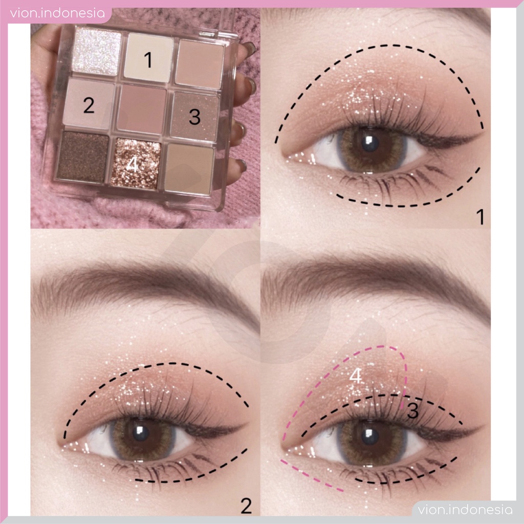 DIKALU / MINIPINK Coco Venus Korean Eyeshadow Palette 9 Colors Warna Pigmented Eyeshadow Glitter LAMEILA Original DI001