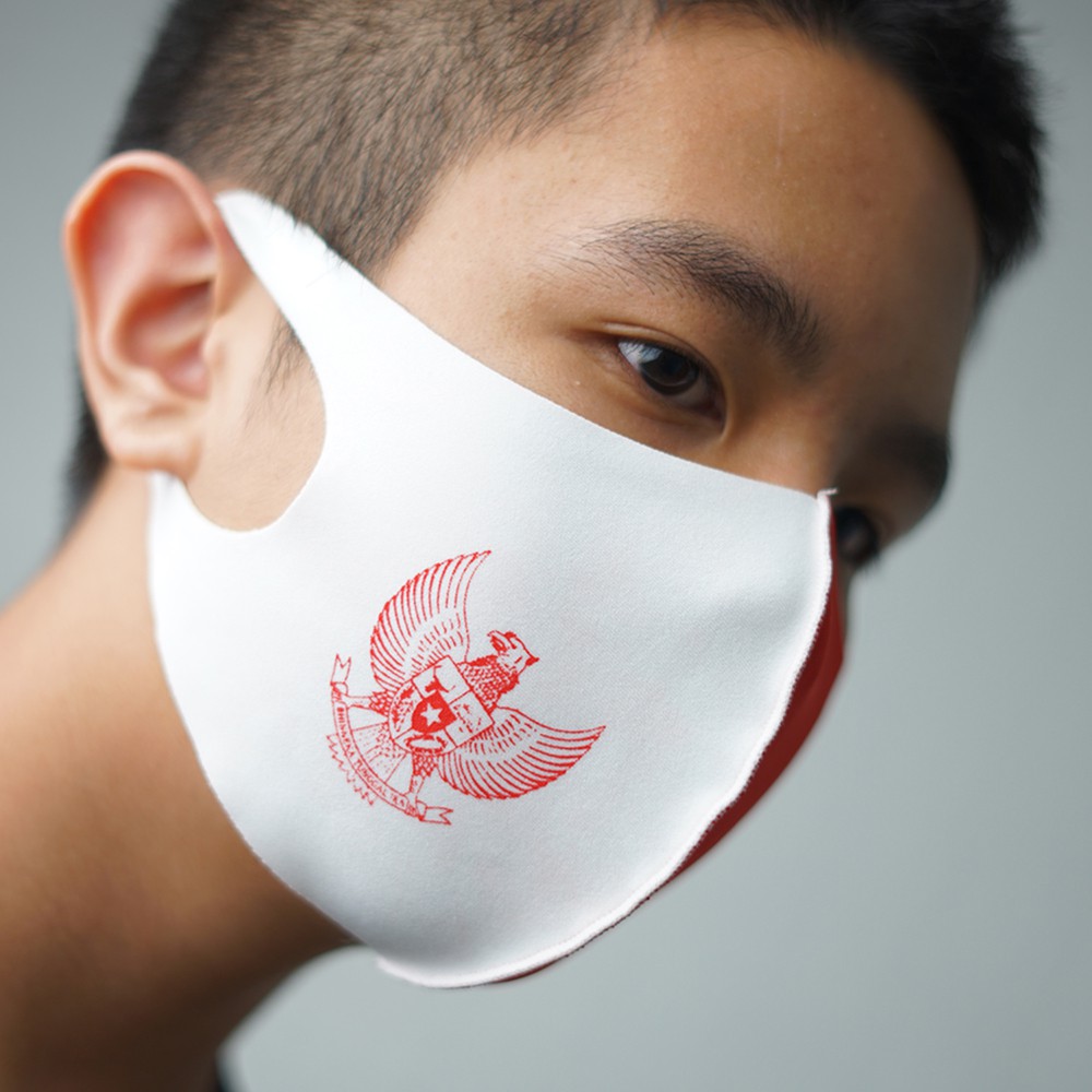 Masker Kain Bahan Scuba tebal Anti Debu - XSHOP Masker Merah Putih Garuda