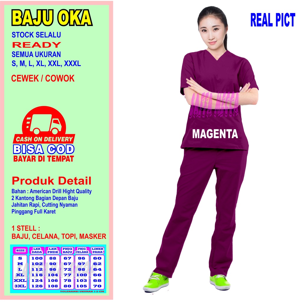 Baju Oka COD  Scrub Perawat  Baju Jaga   Baju Oka   Baju OK   Baju Perawat  Pria  Wanita Harga Murah Terbaru Lengan Pendek