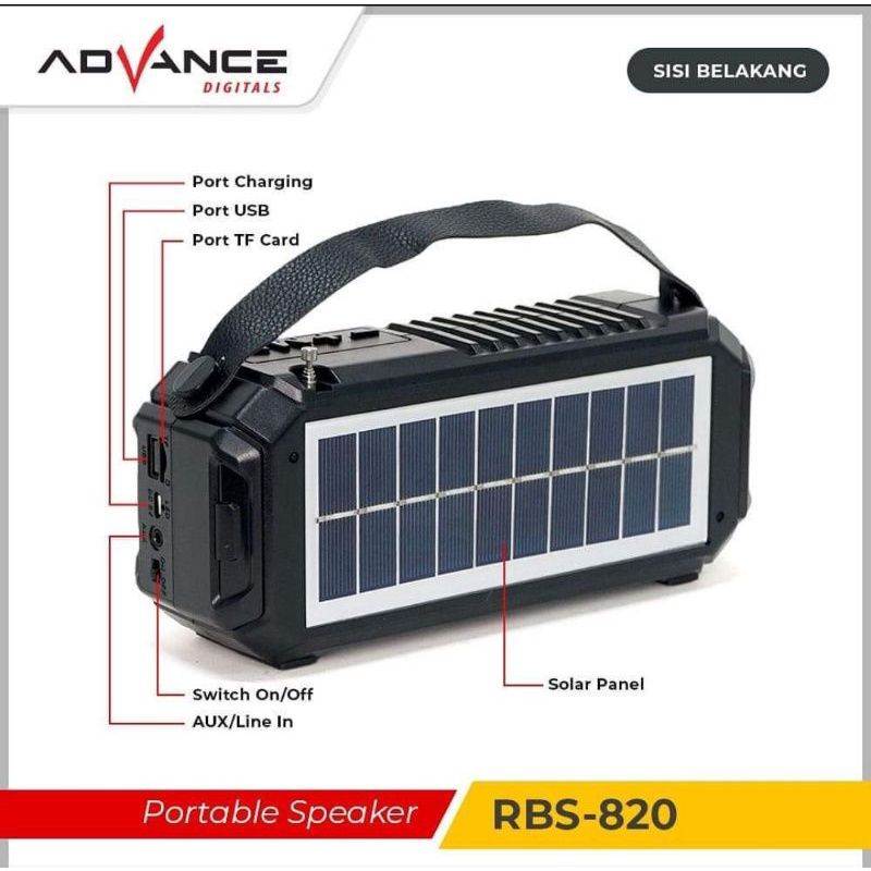 Portable Speaker Bluetooth music bos advance rbs 820 rbs820 solar panel