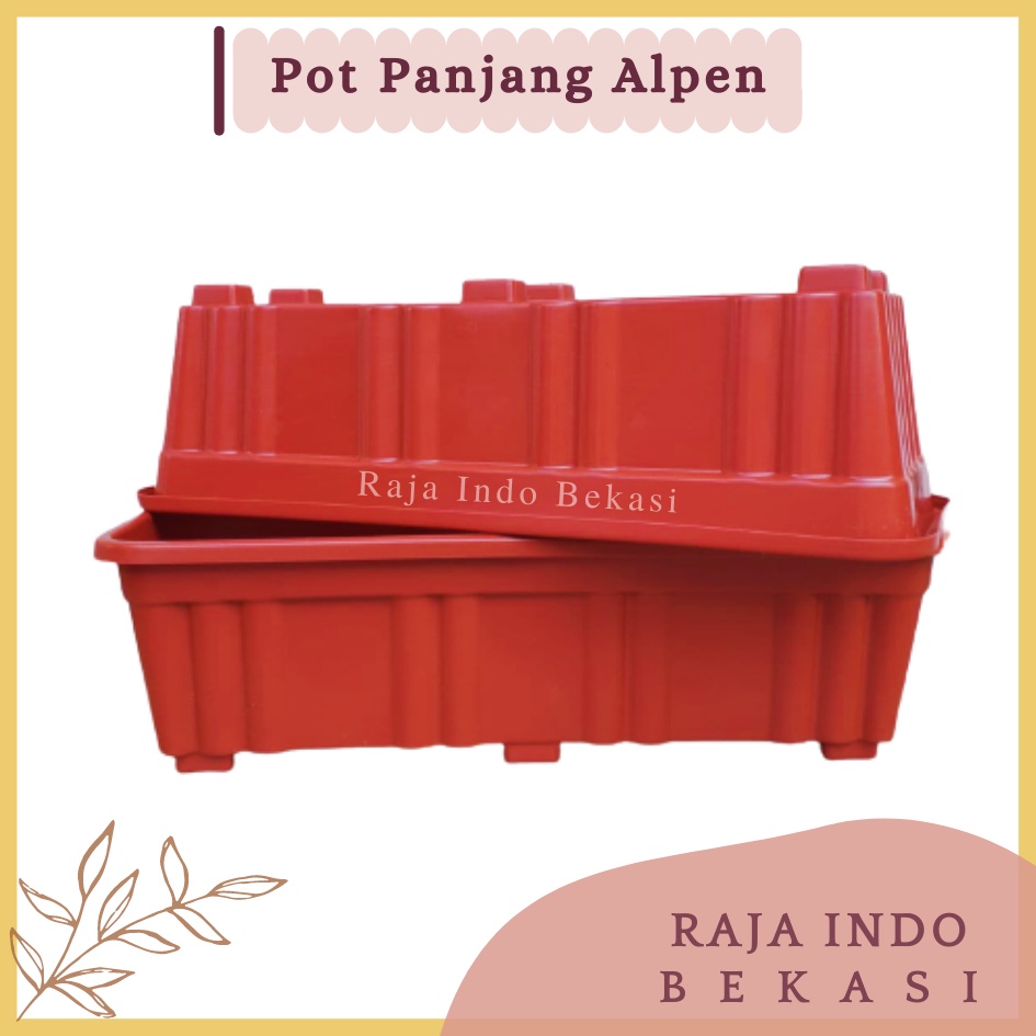 RAJAINDOBEKASI Pot Panjang Alpen 50 Coklat Merah Bata Pot Bunga Segi Panjang 50cm 70cm Pot Panjang Plastik Putih Murah Gantung - Pot Panjang 50