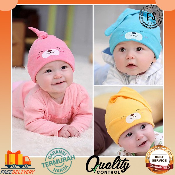 Funstore Topi Kupluk Bayi Lembut 3 Warna Topi Anak Lucu Korea Topi Lembut Bayi Nyaman Dipakai