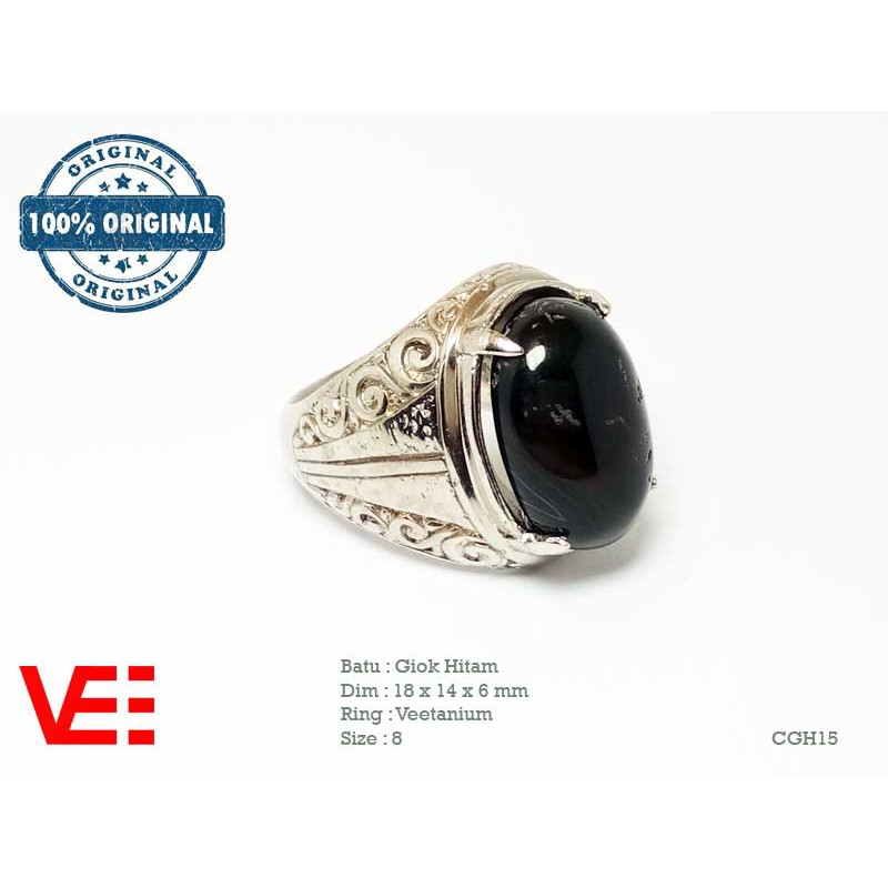 VeE Cincin Pria Batu Giok Hitam - Batu Akik CGH15