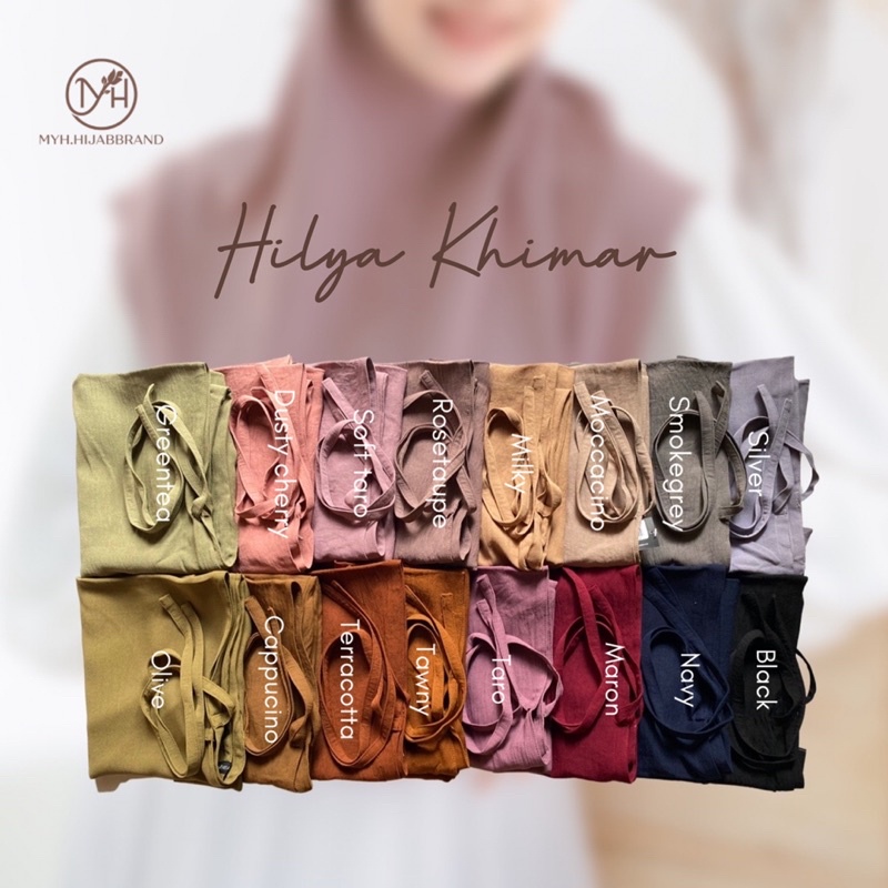 Hilya Khimar tersedia 3 warna. Milky, Soft taro & Dusty Pink
