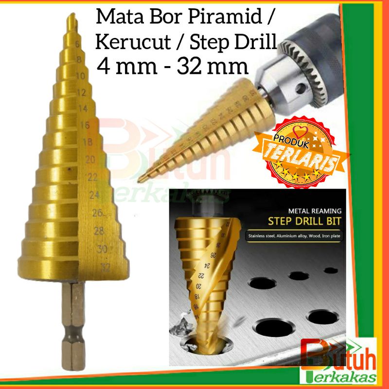 Jual Mata Bor Besi Mm Sampai Mm Mata Bor Piramid Kerucut Pagoda Multi Step Cone Drill Bits