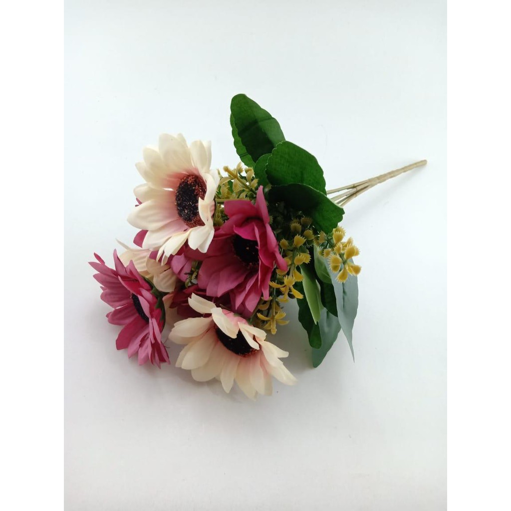 COD BUNGA TANGKAI MATAHARI BUNGA TANGKAI PLASTIK BUNGA ARTIFISIAL BUNGA PAJANGAN BUNGA HIAS BT9038-REDWINE