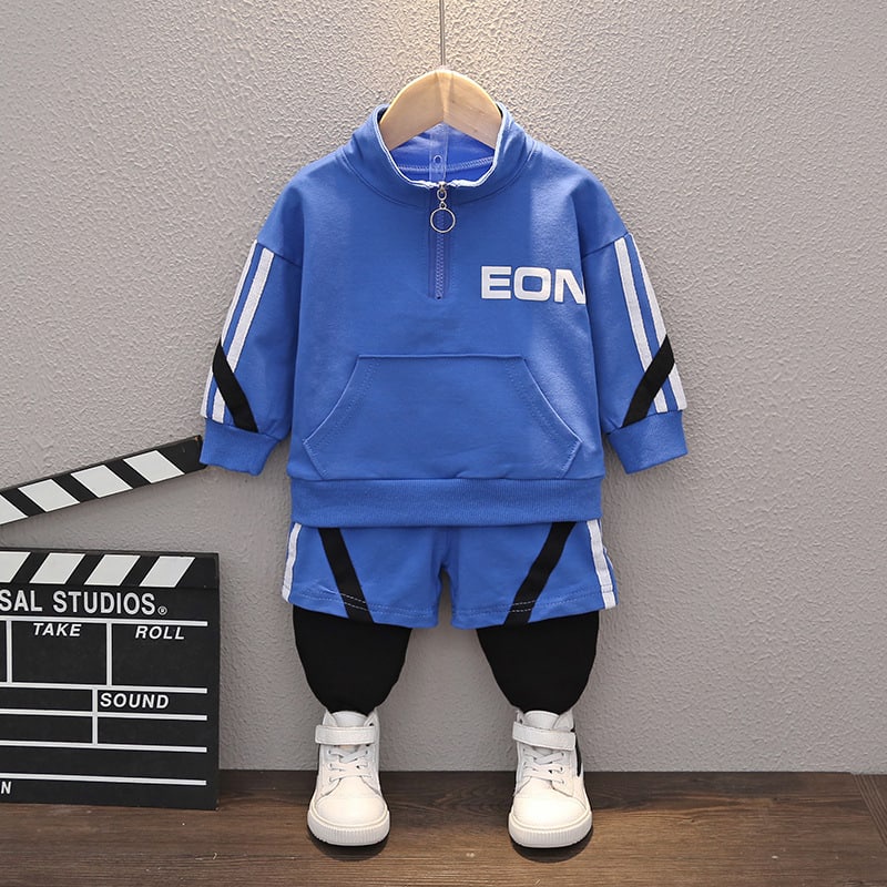 Promo !! Setelan anak cowok / setelan sweater eon text chest ukuran 1-3tahun / Setelan baju anak import / Setelan sweater keren