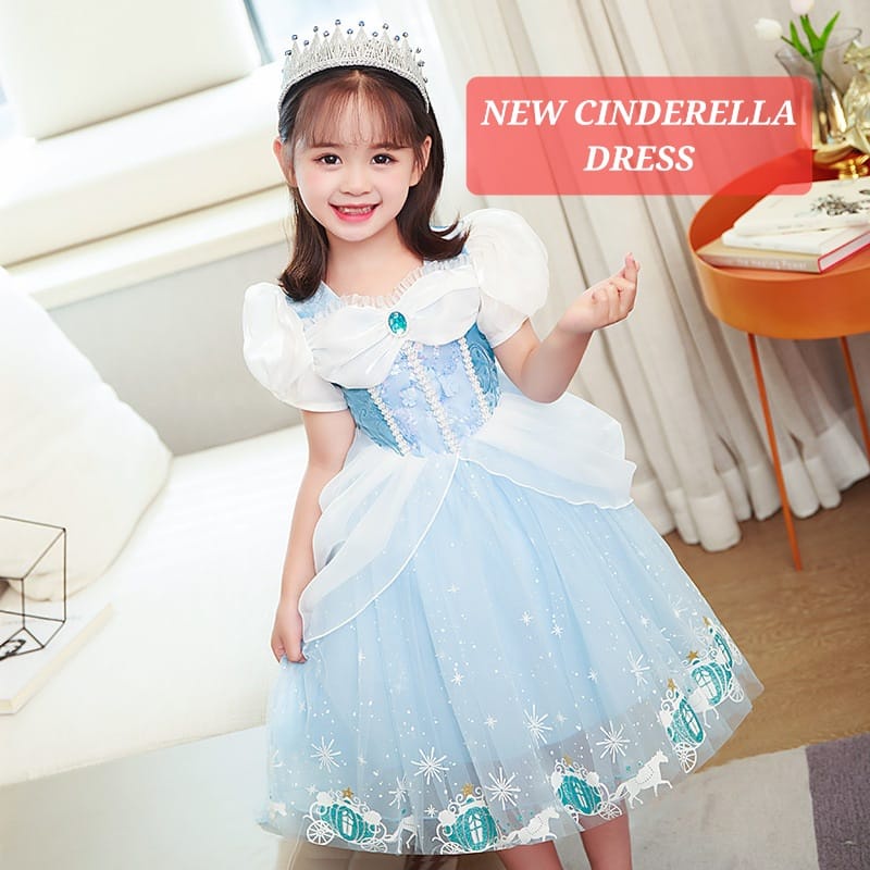 NEW CINDERELLA DRESS KOSTUM PRINCESS ANAK GAUN PESTA PRINCES HALLOWEEN COSPLAY IMPORT