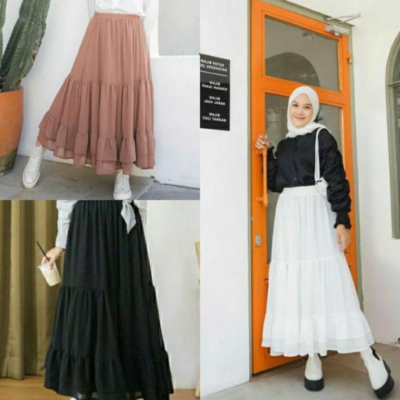 Baju Wanita Yuna Skirt Rok Panjang Fashion Muslim Matt Wolfis Ootd Korean Style Outfit Wanta Kekinian