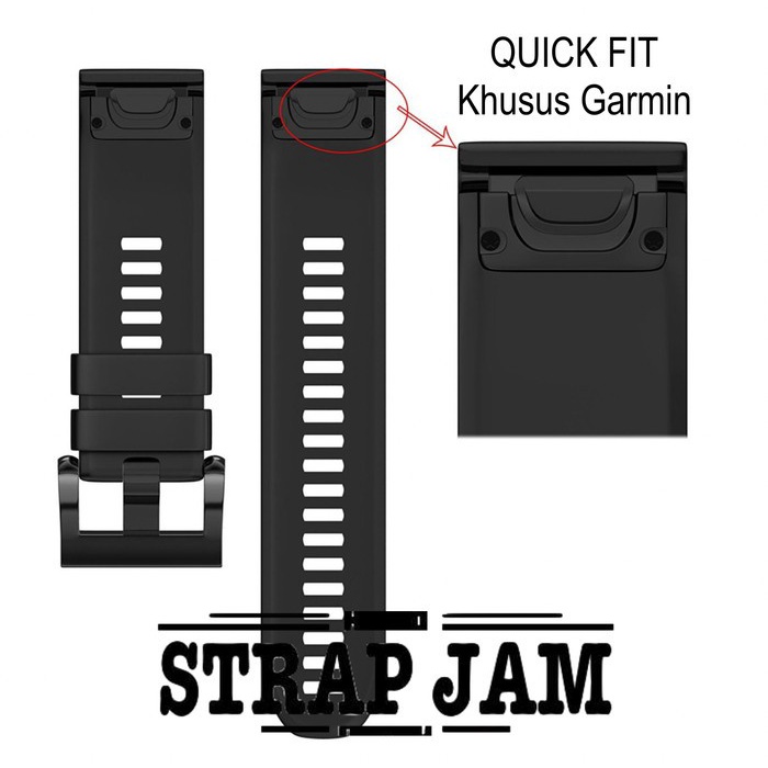 MF5X Tali Jam Garmin Quatix 6X 51mm - Strap 26mm Quick Fit Silikon Rubber