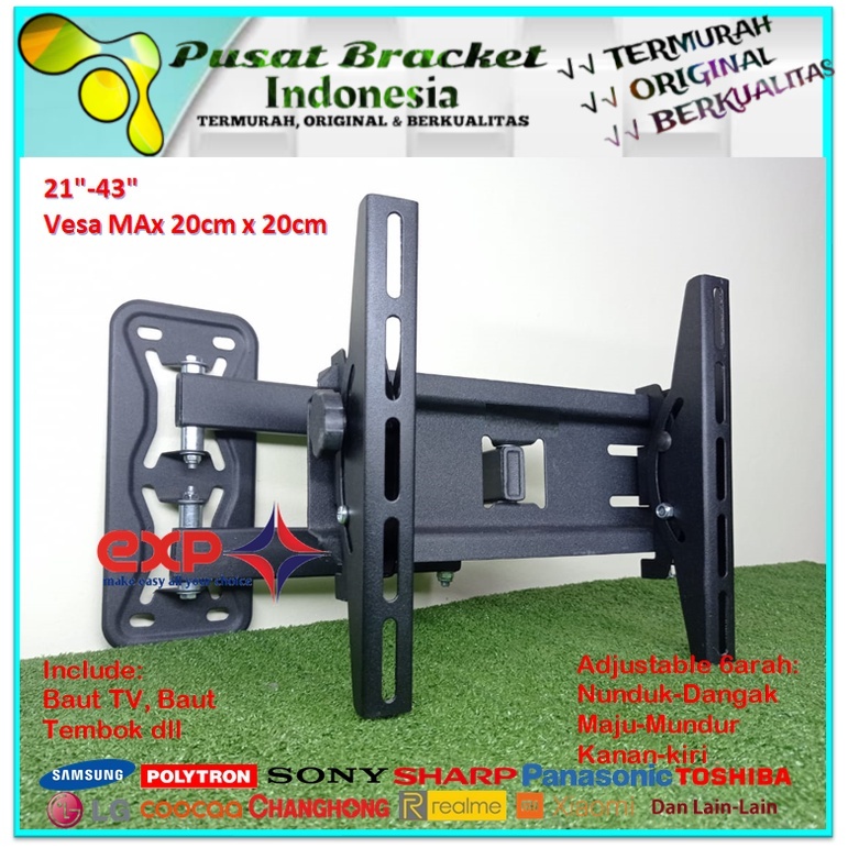 Bracket TV TCL 14 s/d 43 inch 6 ARAH FULL BESI SUPER KOKOH GARANSI 100% ORI