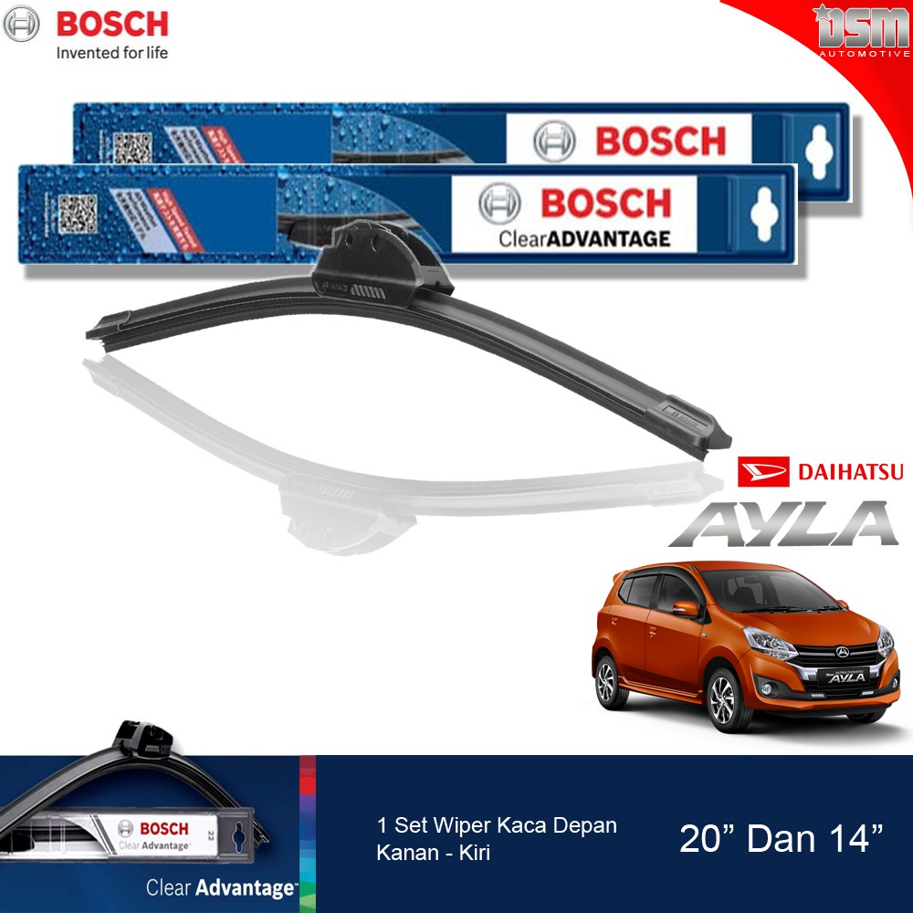 Bosch Clear Advantage Frameless / Wiper Frameless Mobil Daihatsu Ayla 20&quot; dan 14&quot; / Wiper Ayla