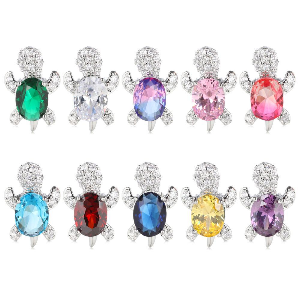 Anting Tusuk Nanas Oval Pernikahan Multicolor Turtle Shaped