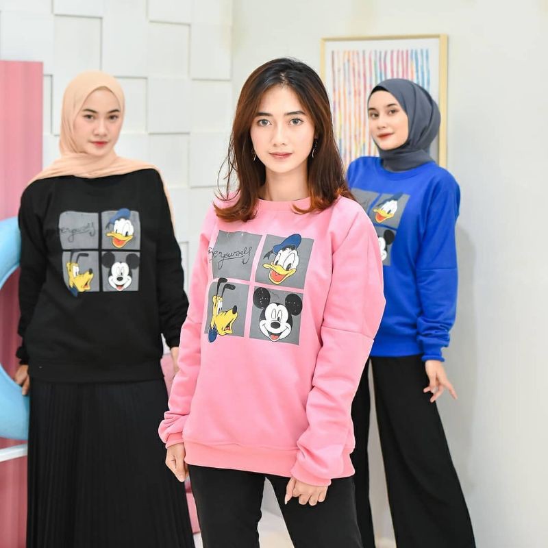 Sweater Squere Disney / Sweater Wanita / Sweater Murah