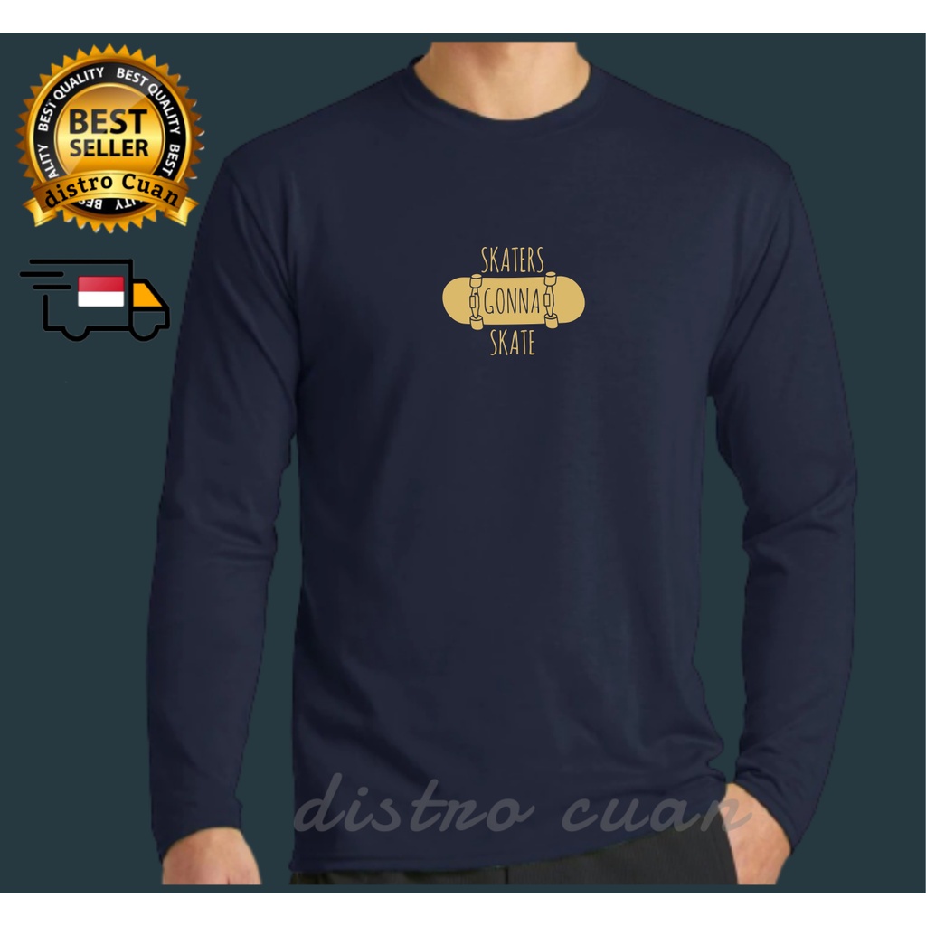 Baju Kaos T-Shirt Distro Lengan Panjang Pria Wanita Dewasa Skaters Gonna Print Gold Baju Kaos Murah 