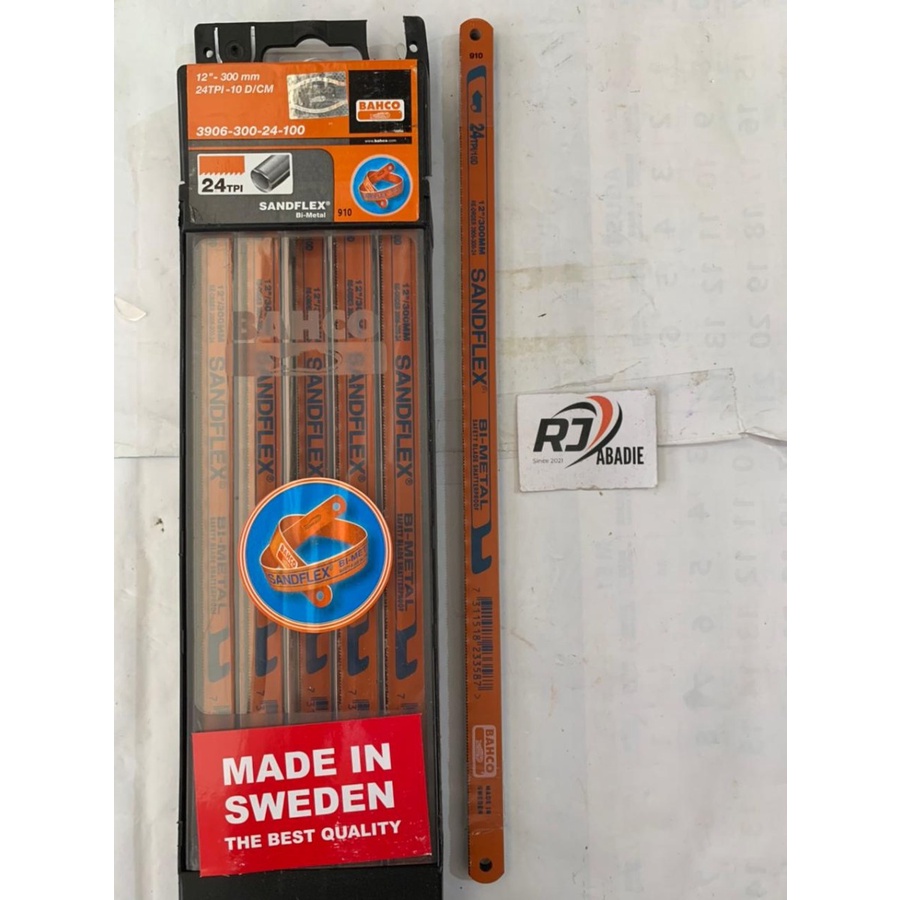 [10PCS] Mata Gergaji Stang Graji Besi Engkel Triplek Sandflex Bahco 24 Tpi 12 Inch Original Made in Sweden