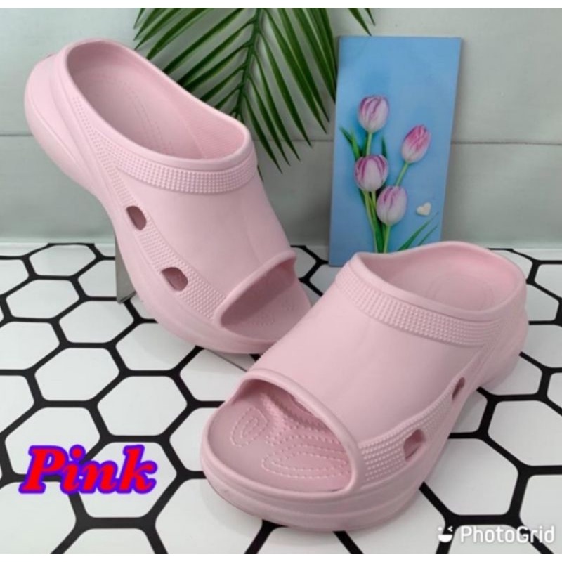 Sandal Wedges Wanita, Sendal Fuji Platform, Slip On Sandal Baim 997 Model Balen X Crocs