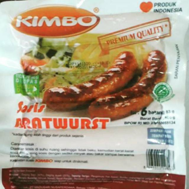 

KIMBO BRATWURST SOSIS BAKAR ISI 6, 500 GR