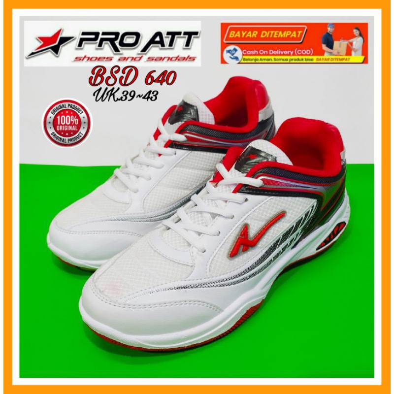 Sepatu BuluTangkis Volly Pria Trenn Kekinian Pro Att Sport Tali Sol Karet Anti Slip Size 39 sd 43 Premium Berkualitas