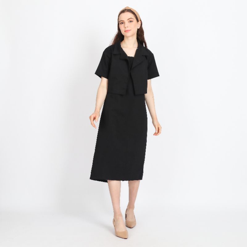 nicole setelan blazer longdress wanita dress wanita