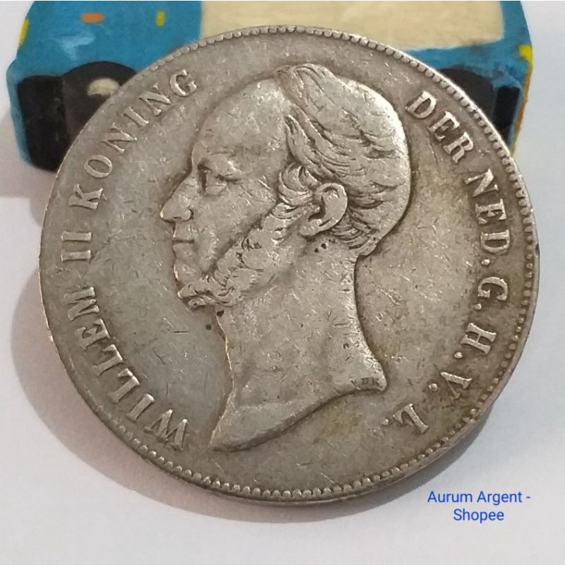 SW22.5G-6.. 1 PC KOIN PERAK KUNO ASLI 2.5 GULDEN WILLEM II KONING TH 1847. -- SILVER COIN --