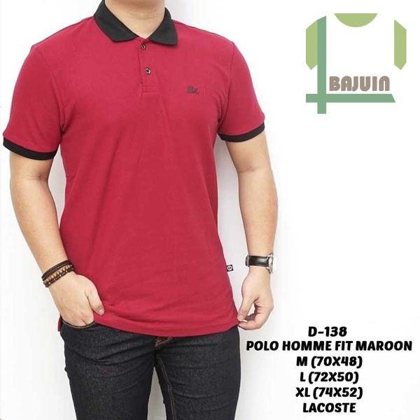 Kaos Pria Polo Homme Fit Maroon