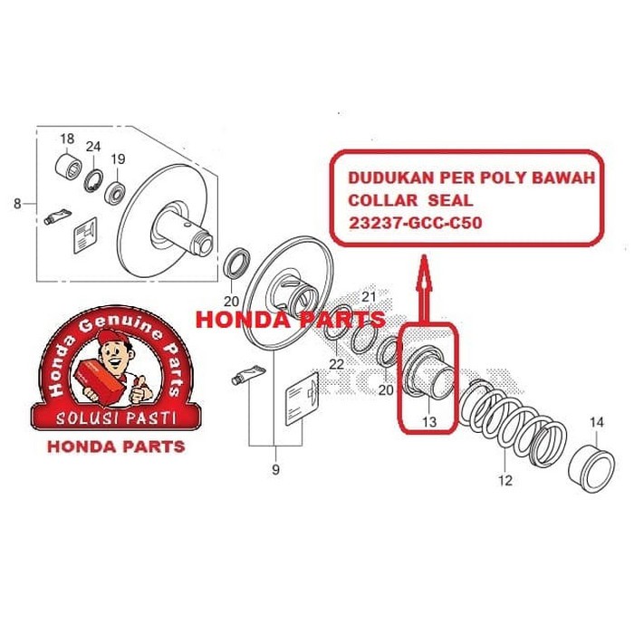 Part Honda DUDUKAN PER POLY COLLAR SEAL BEAT BEAT FI SCOOPY FI TAHUN 2012-2014 AHM