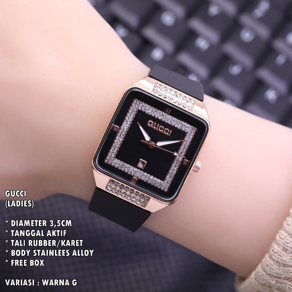 JAM TANGAN WANITA FASHIONTALI RUBBER BODY SEGI TANGGAL AKTIF