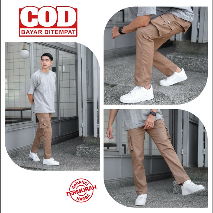 celana cargo panjang malmo original terbaru model slimfit siap kirim ready no besar Celana panjang kargo pria branded