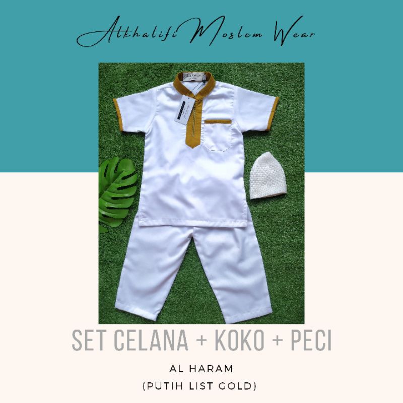 Diskon SET KOKO PAKISTAN AL HARAM LENGAN PENDEK bayi Aqiqah by Alkhalifi Moslem Wear