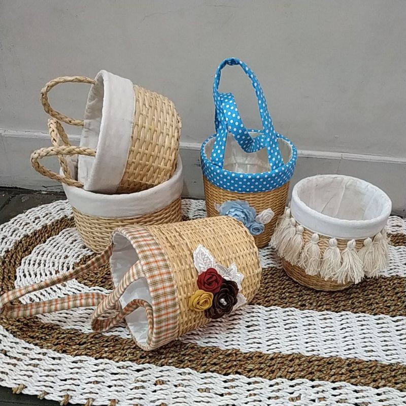 Cover Pot Rotan / Tray Aqua / Pot Rotan / Pot Unik / Pot Rotan Blaco