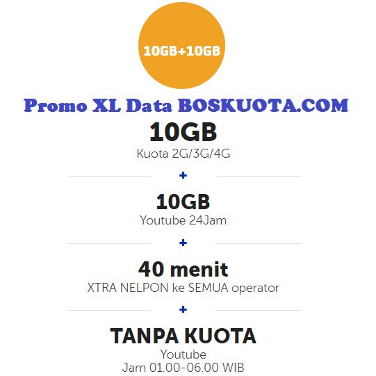 PROMO Paket Data XL Xtra Combo 20GB +YOUTUBE SEPUASNYA TANPA KUOTA
