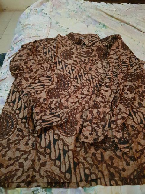 Kemeja Batik Lengan Panjang 021 Megamendung Merah Batik Hrb026 Batik Murah Seno Sogan Padi Manggar
