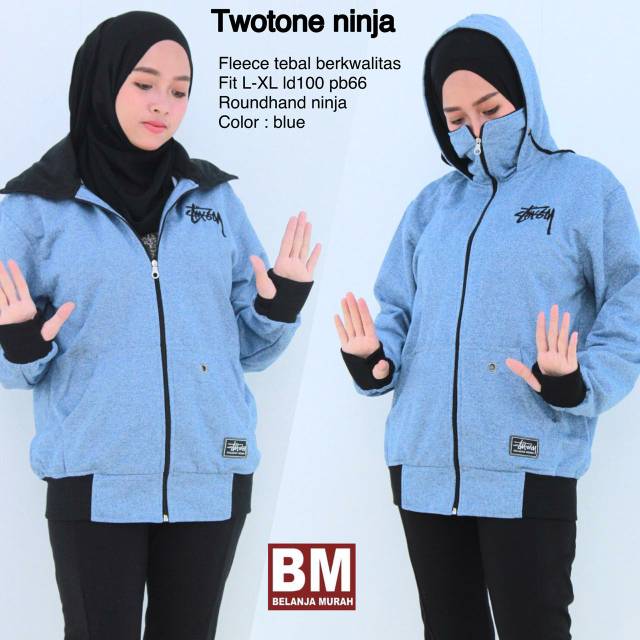 Jaket twotone ninja / jaket cewek / jaket kupluk / jaket ninja / jaket casual