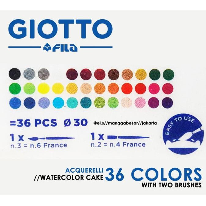 

Giotto Acquerelli 36 Warna ( Water Color Cake / Cat Air )