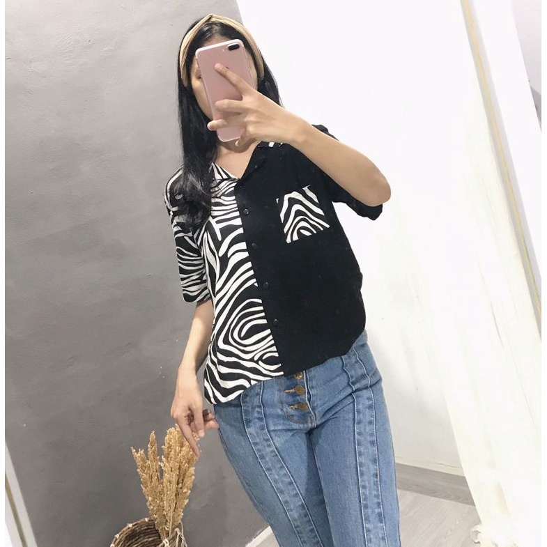 KEMEJA TWO TONE CROP