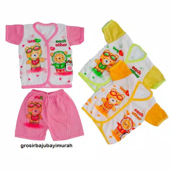 1 LUSIN baju bayi SETELAN pendek WARNA perlengkapan bayi baru lahir