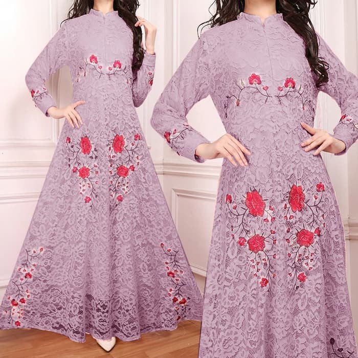 GAMIS PESTA BRUKAT BAJU MUSLIM WANITA TERBARU UNGU MasDonaShop